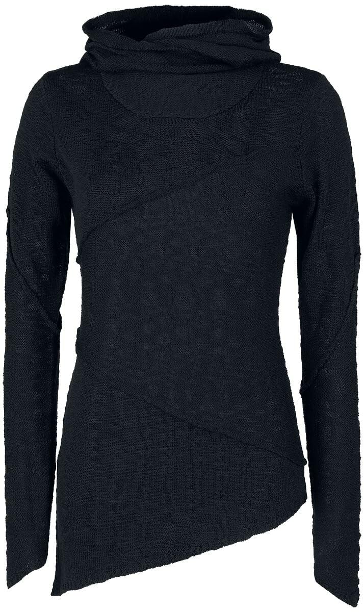 Gothicana by EMP Donna Pullover Nero in Maglia con Cappuccio