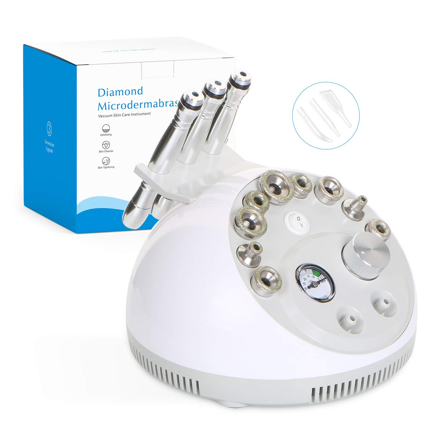 Diamond Microdermabrasion Machine, UNOISETION 3-IN-1 Microdermabrasion Dermabrasion Facial Peeling Skin Blackhead Removal Pore Cleaning with Oxygen Spray Facial Care Tool : Everything Else