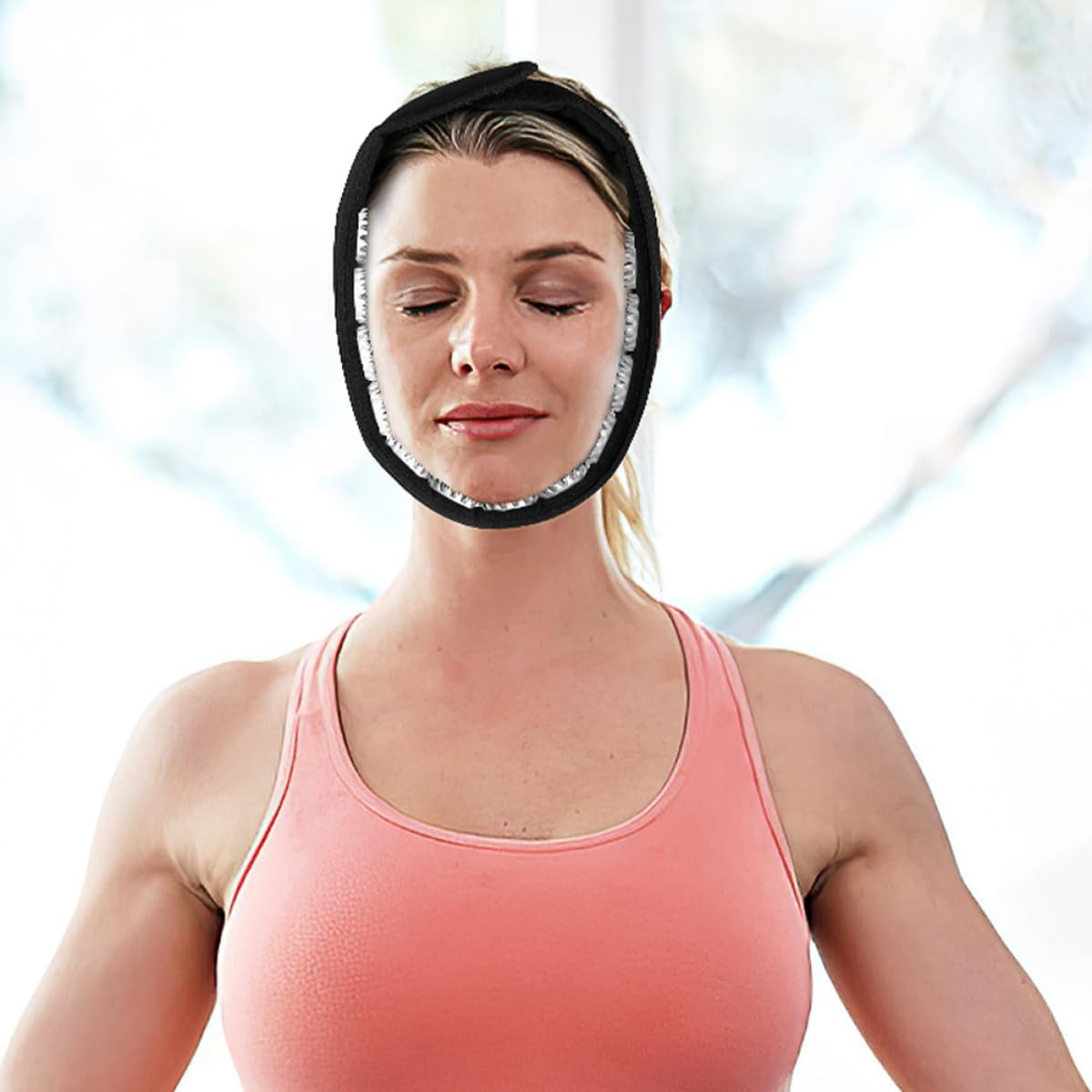 TEHAUX Adjustable Acupressure Headband for Muscle Relaxation, Portable Head Acupressure Wrap with Black Strap for Headache Relief and Stress Reduction