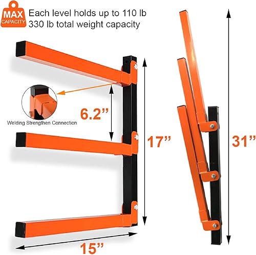 Miniatura 2 de Thanaddo Estante de almacenamiento de madera de 3 niveles de metal para montaje en pared organizador de madera estante de metal para interiores y