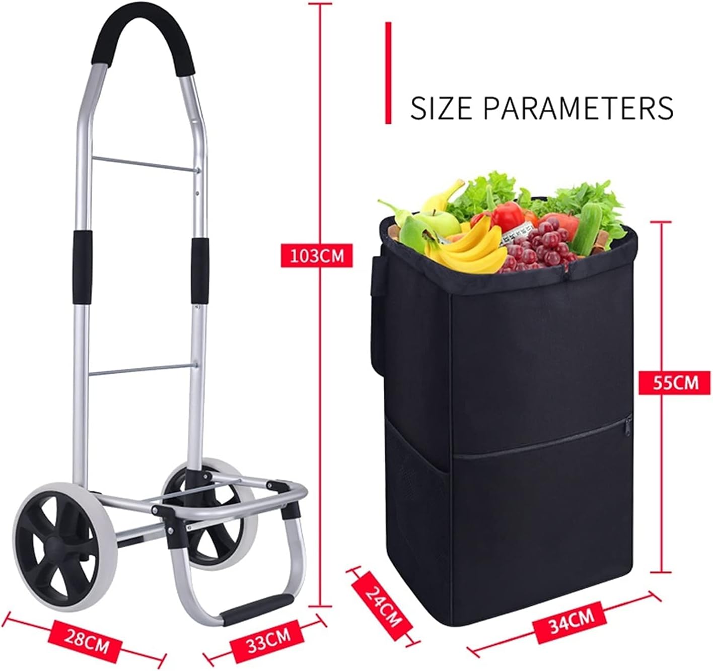 Trolley 折りたたみ式 🎾 ポータブル 荷物 食料品 ショッピング