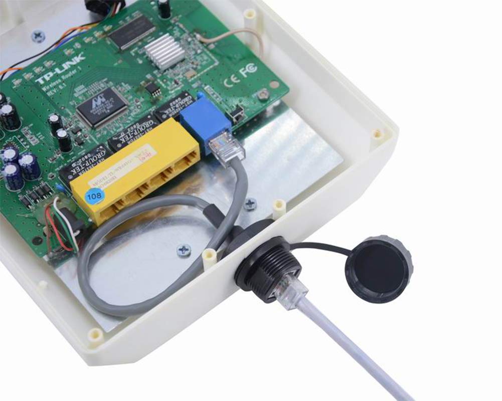Lot de 5 connecteurs RJ45 étanches à Montage sur Panneau M25 Cat5/5e Ethernet LAN Coupleur de câble avec Capuchon étanche/Anti-poussière 25 cm Câble réseau pour réseau extérieur