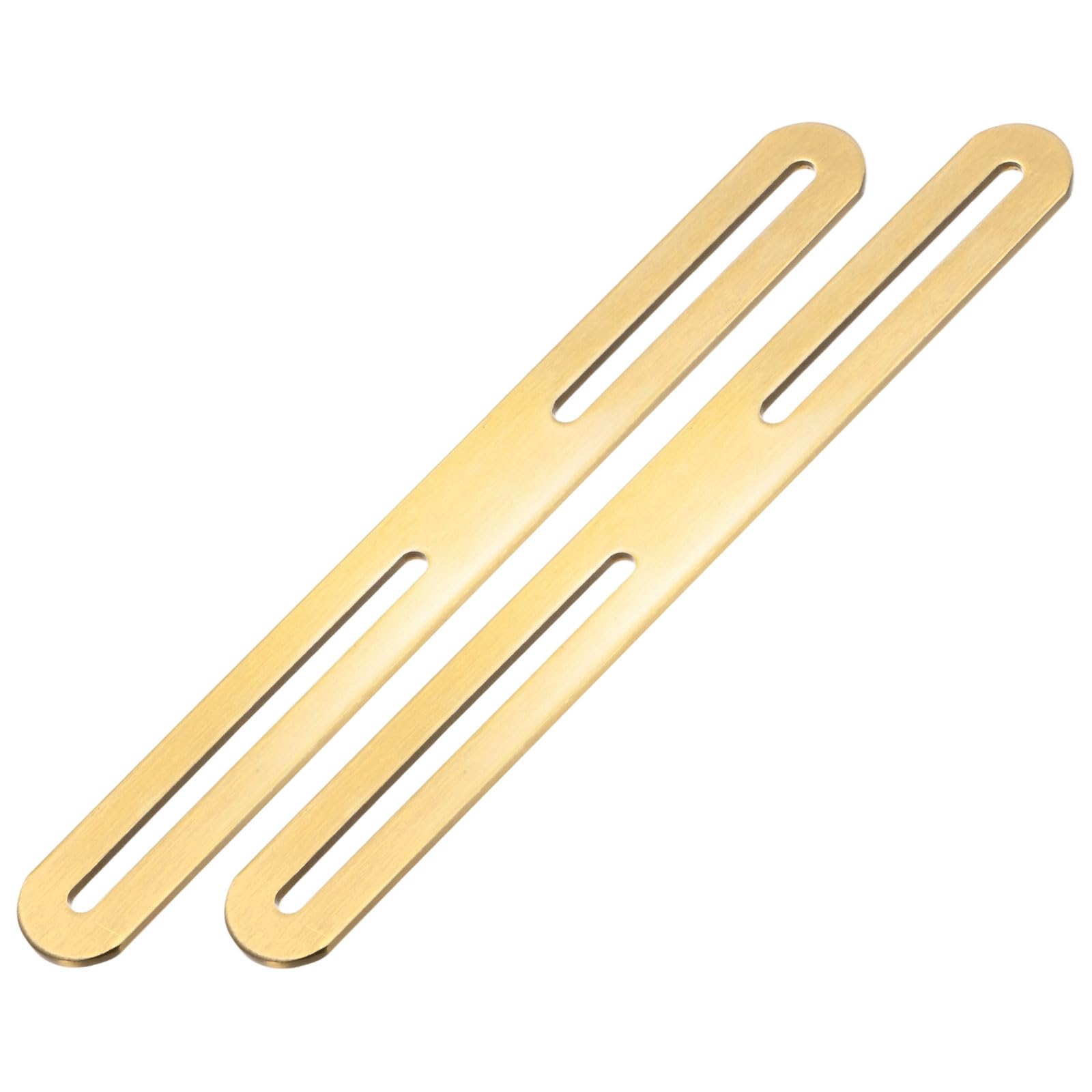 M METERXITY 2-Pack Adjustable Flat Mending Plate Support with Single Slot, 8.27x0.94 Inch Straight Repair Fixing Bracket Connector for Wood Furniture/ Timber PC Case Holder [Gold]
