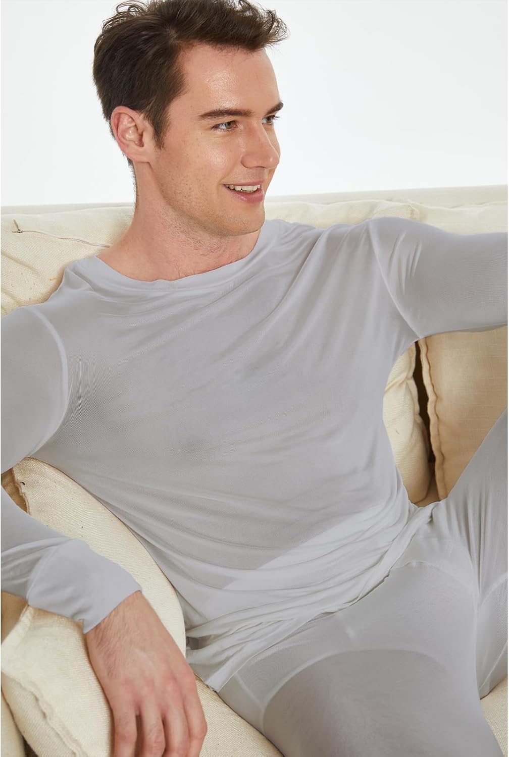 Viamulion Men's Pure Mulberry Silk Knitted Thermal Underwear Set - Image 6