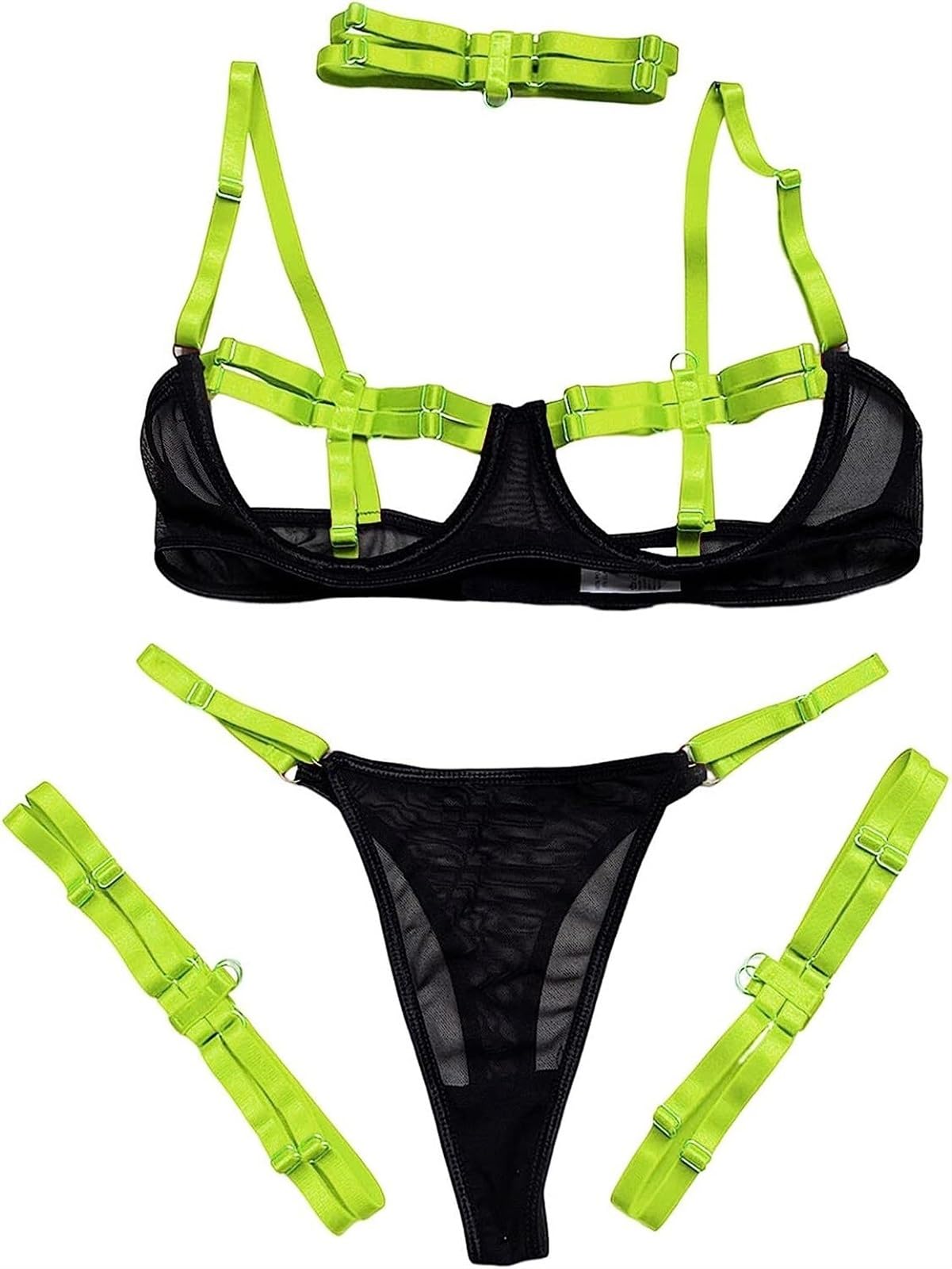 Amazon.com: GQABXKDQO Women Sexy Naughty Lingerie, Punk Teddy Babydoll  Cutout Ring Garter Belts Rave Nightclub Party Nightwear(Black-Green,X-Small)  : Clothing, Shoes & Jewelry