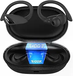 Fone de Ouvido, Bluetooth 5.4, IPX5 à Prova D'Água, 45h de Bateria, Com Microfone Embutido. Design Esportivo e Ergonômico, Ideal Para Corridas, Atividades Físicas, Videogame, IPhone e Android