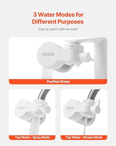 Miniatura 5 de VEVOR Filtro de agua de montaje en grifo, purificador de agua horizontal para grifo de fregadero, filtro de fibra de carbono certificado NSF,