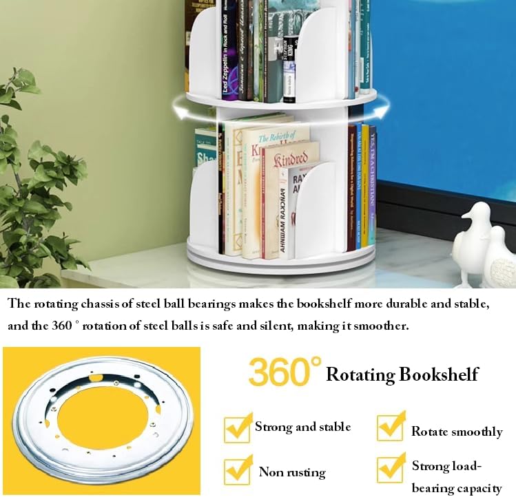 Miniatura 6 de CNCEST Estantería giratoria de 360,Organizador de estantería giratoria de 5 niveles,Estante de almacenamiento de pie de 5 niveles con pantalla de