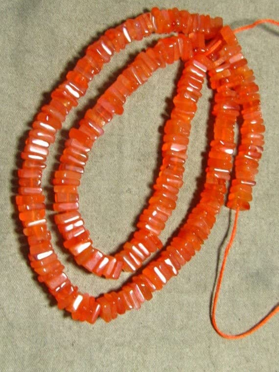 Cornaline orange perles heishi carrées LKBEADS fil de pierre naturelle 40cm pour bijoux DIY
