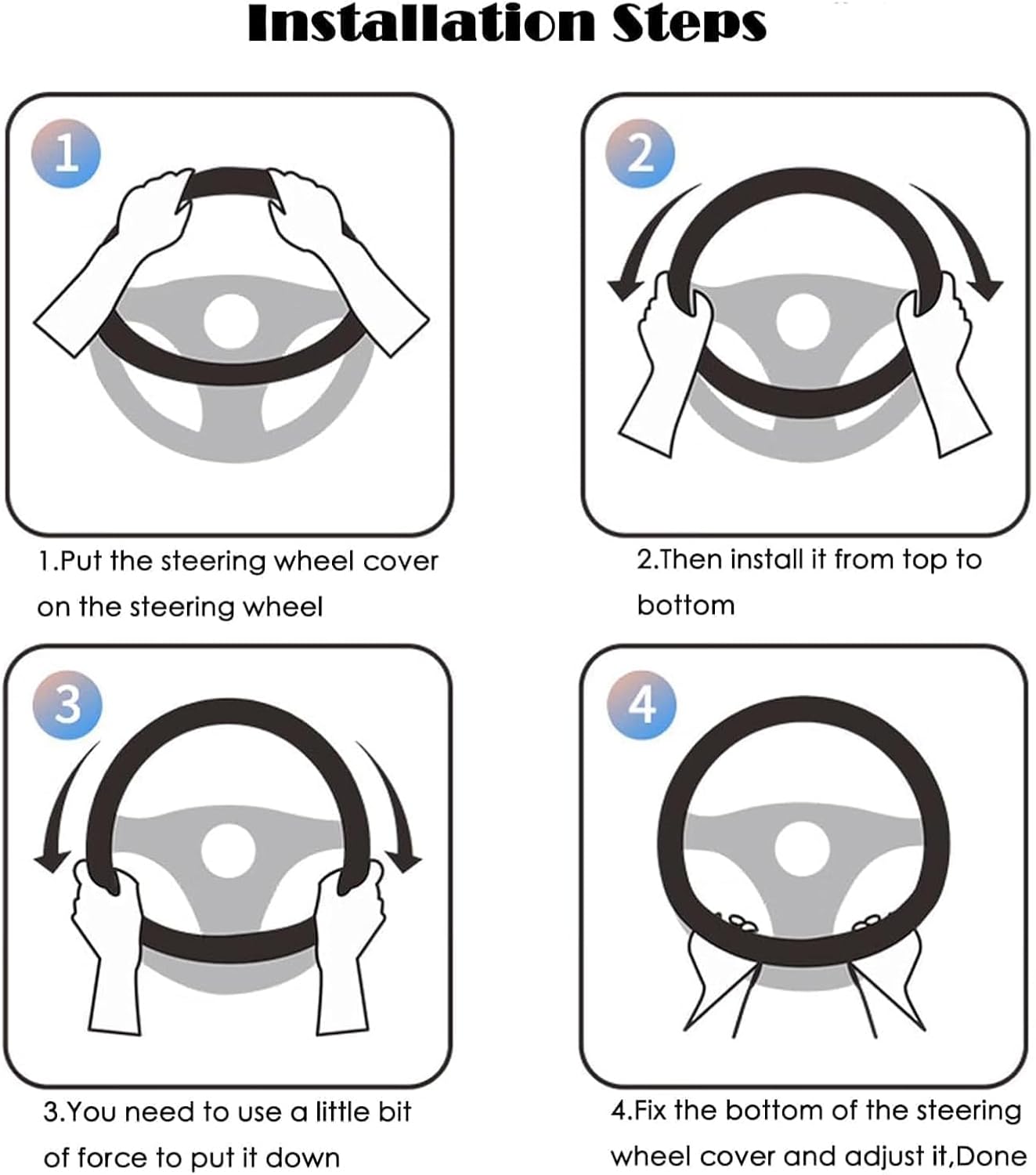 18-Inch Black Leather Truck Steering Wheel Cover - Anti-Slip Grip & Breathable XL Design for Semi Trucks, RVs, Big Rigs, and 18 Wheelers (Fits 17.5-18 inches) (Blue Stitching) - Image 6