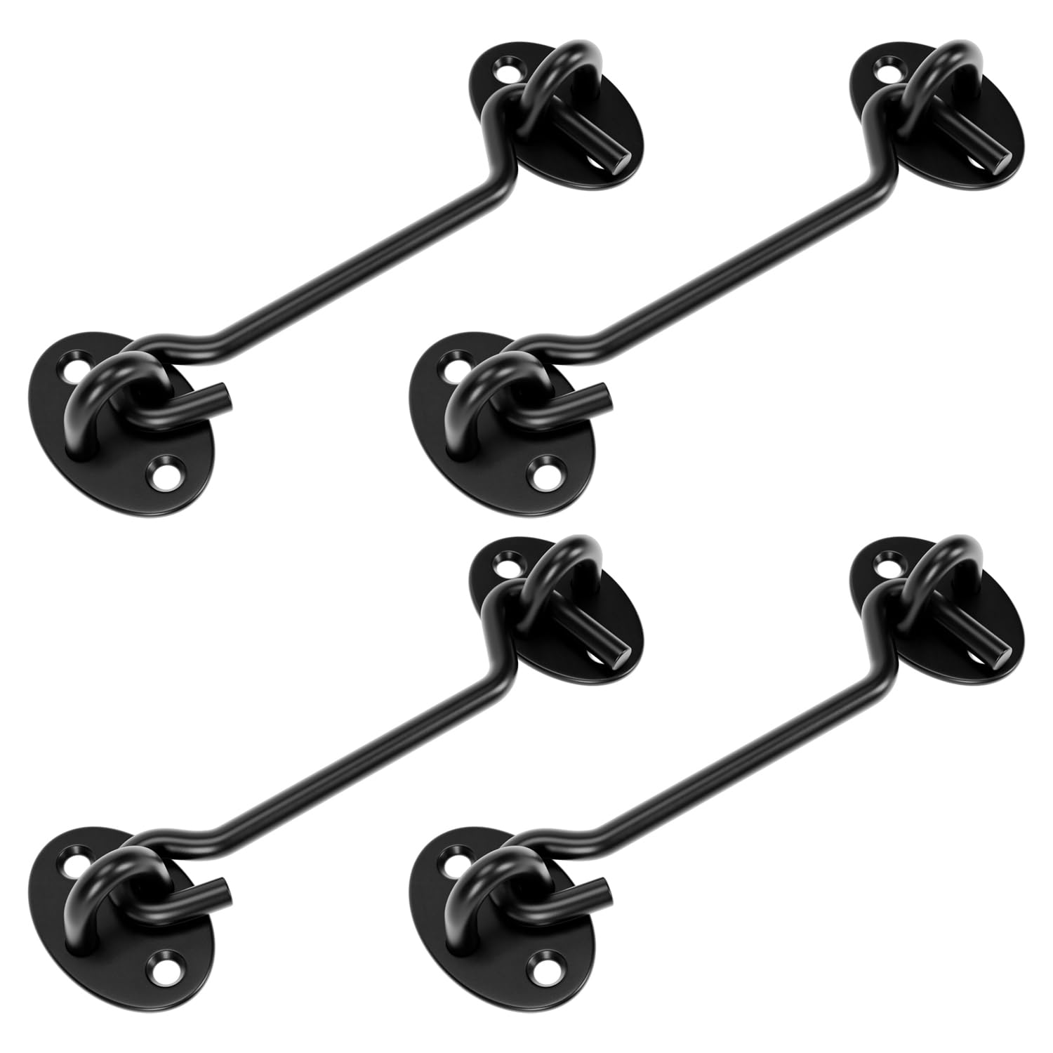 Lot de 4 loquets à crochet et œillet de 12,7 cm, loquet à œillet pour porte coulissante/porte de grange, serrure de porte coulissante noire avec vis pour fenêtre, crochets de cabine