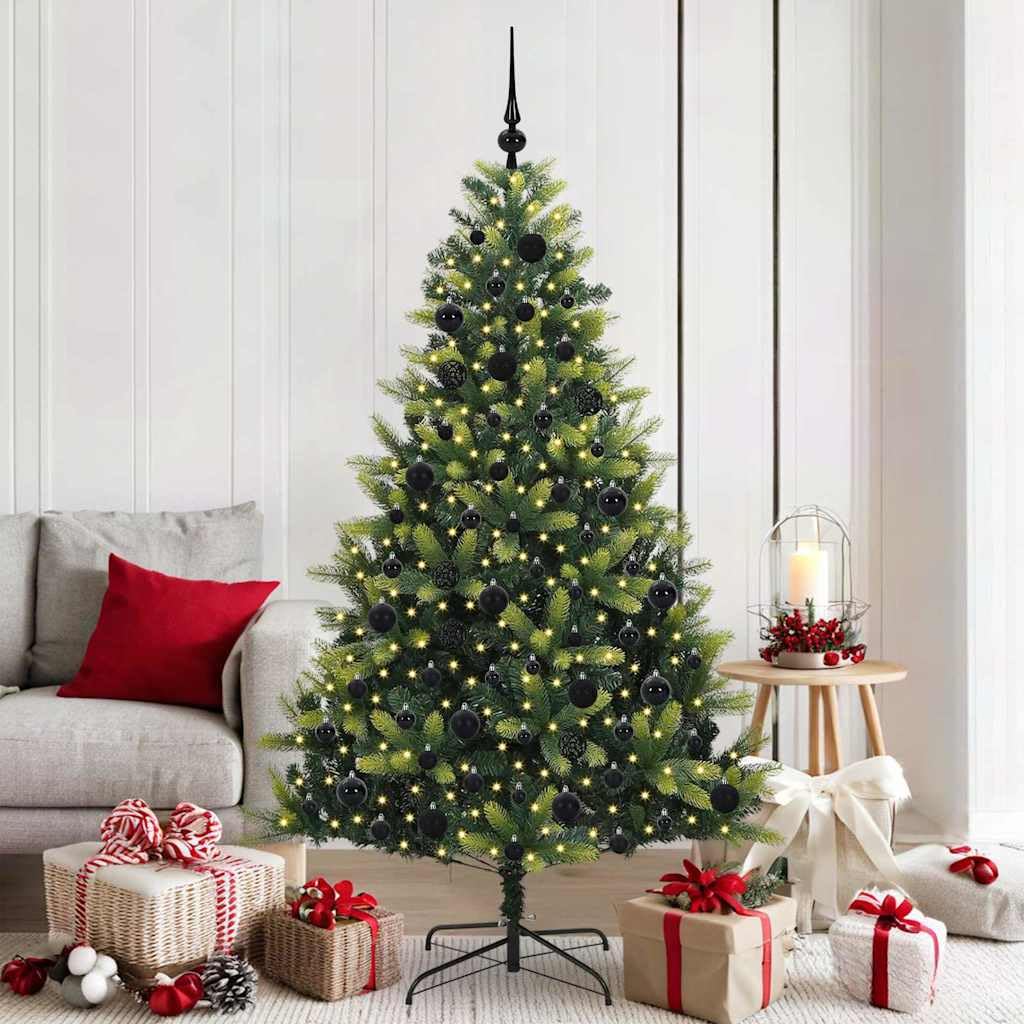 Sapin de Noël artificiel 180 cm avec LED intégrées et branches en PE
