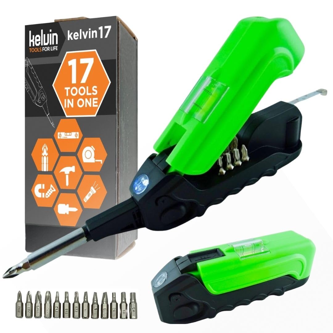 Kelvin Tools - Kelvin 17 Urban Screwdriver Set, All in One Everyday Multitool Screwdriver, Multi-Tip, Compact & Universal Precision, 13 Bit Set with