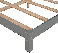 Vista 6 de Harper & Bright Designs Cama de plataforma de tamaño matrimonial con cabecera en forma de casa, marco de cama matrimonial de madera maciza