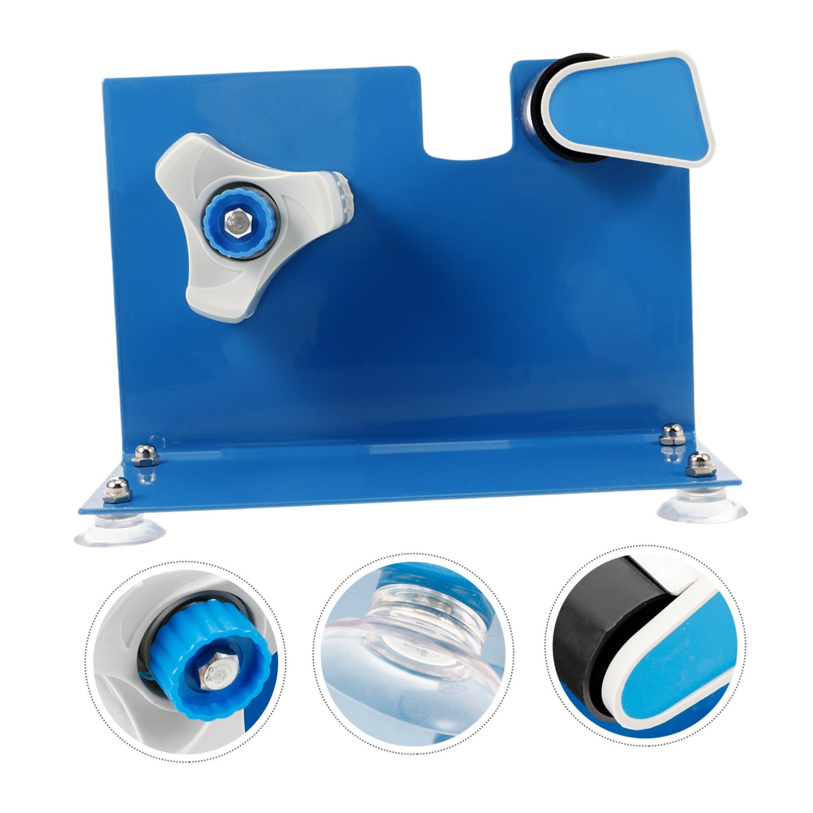 Klebebandabroller mit Saugnapf Eisen Blau für Schreibtisch und Zuhause für Bänder bis 5cm Präziser Schnitt Sichere Montage