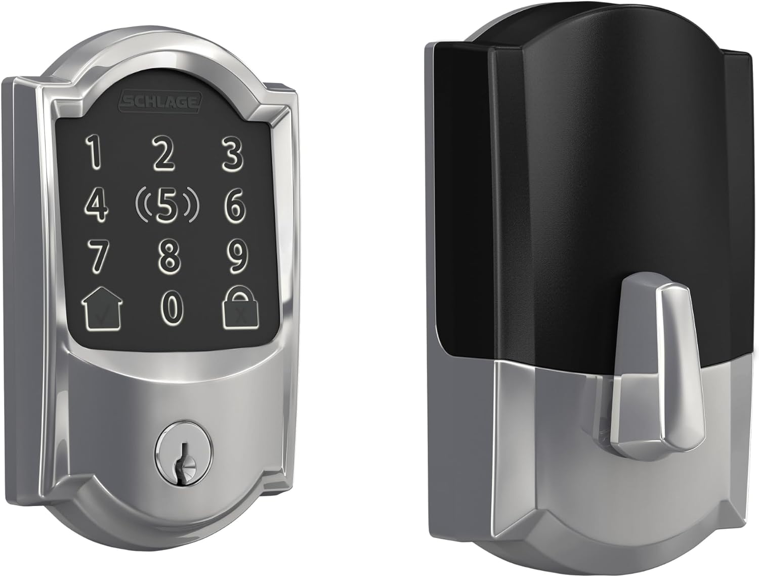 Schlage Encode Plus Smart WiFi Deadbolt Lock, Tap to Unlock, Bright Chrome