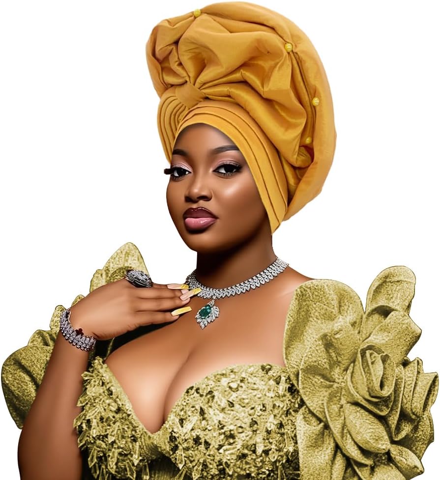 Traditional African Head Wrap, Auto Gele Style, Wedding Party Head Ties for Women, Church Ceremony Headwear - Image 2