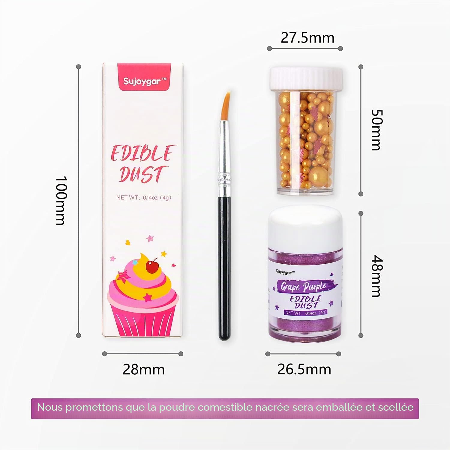 Paillettes comestibles violettes pour boissons, cocktails, gâteaux, vodka, qualité alimentaire, 4 g, sucre, poudre brillante