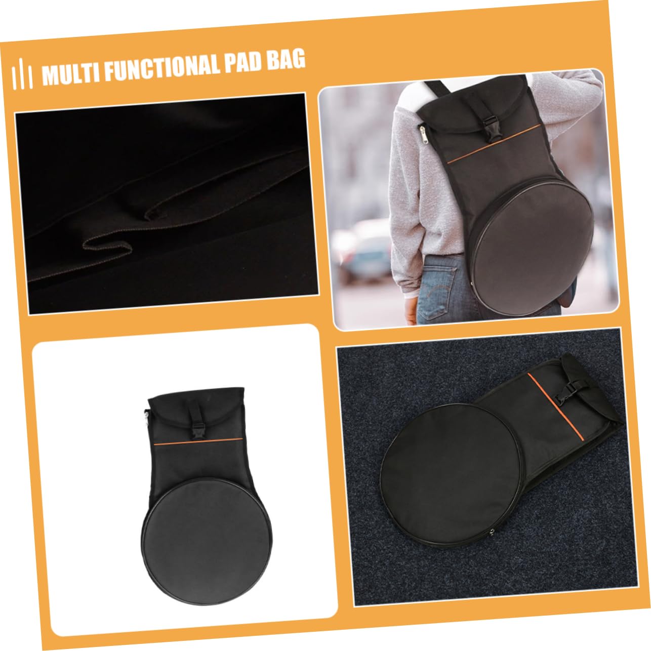Abaodam Mochila De Almacenamiento Para Instrumentos De Percusión Bolsa Portaequipajes Para Pads y Baquetas Mochila Correa Hombro Para Viajes y Práctica De Percusión Al Aire Libre