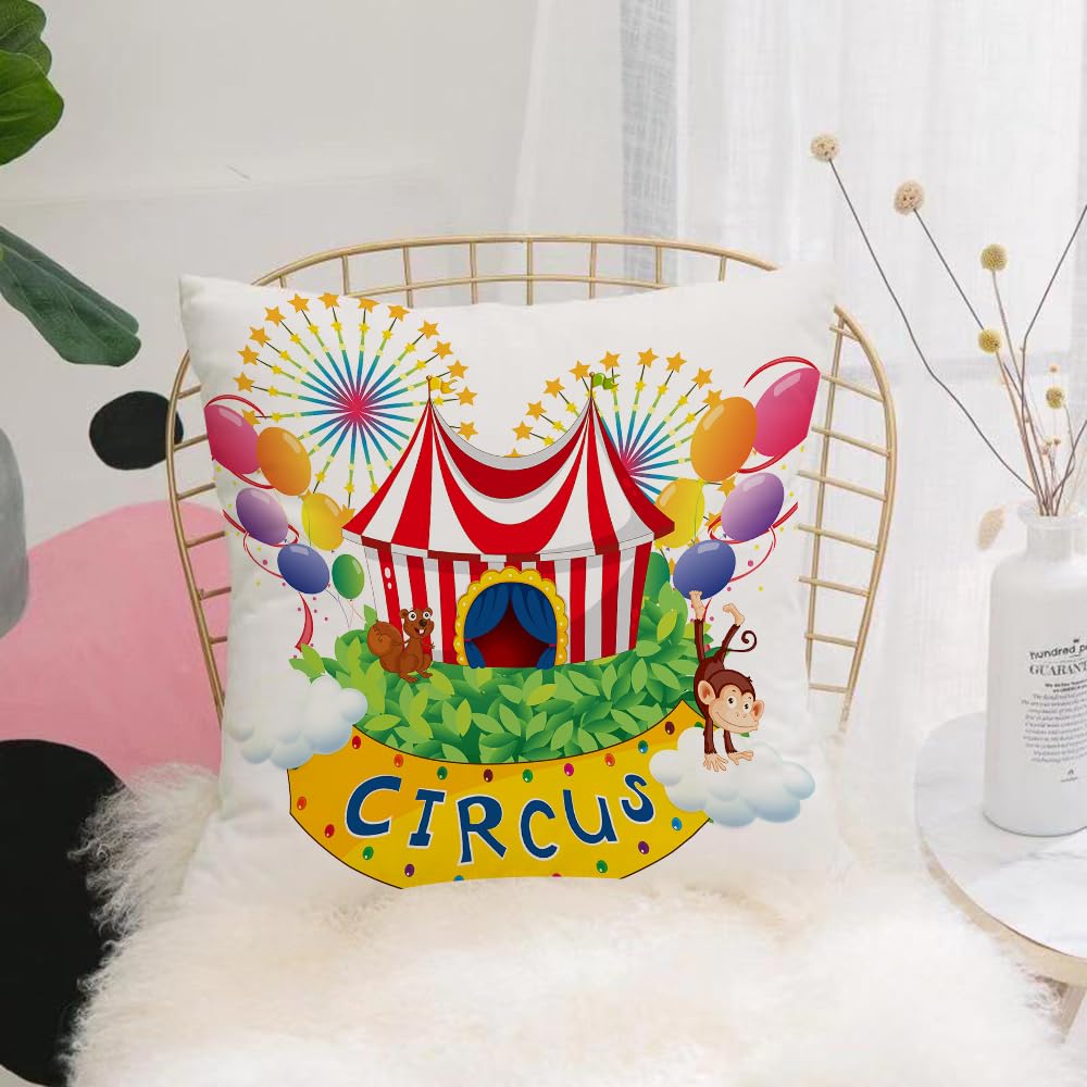 HYMSXW Cushion Cover,Throw Pillow Case Home Decorative for Living Room Bedroom Sofa Chair 20X20 Inch,Circus decor, carnival with a circus sign Cirque la,Pillowcase 50X50cm