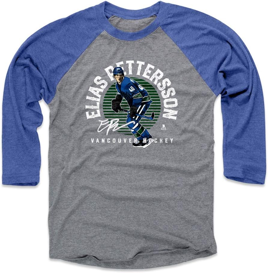 500 LEVEL Elias Pettersson Shirt - Vancouver Hockey Raglan Tee - Elias Pettersson Emblem