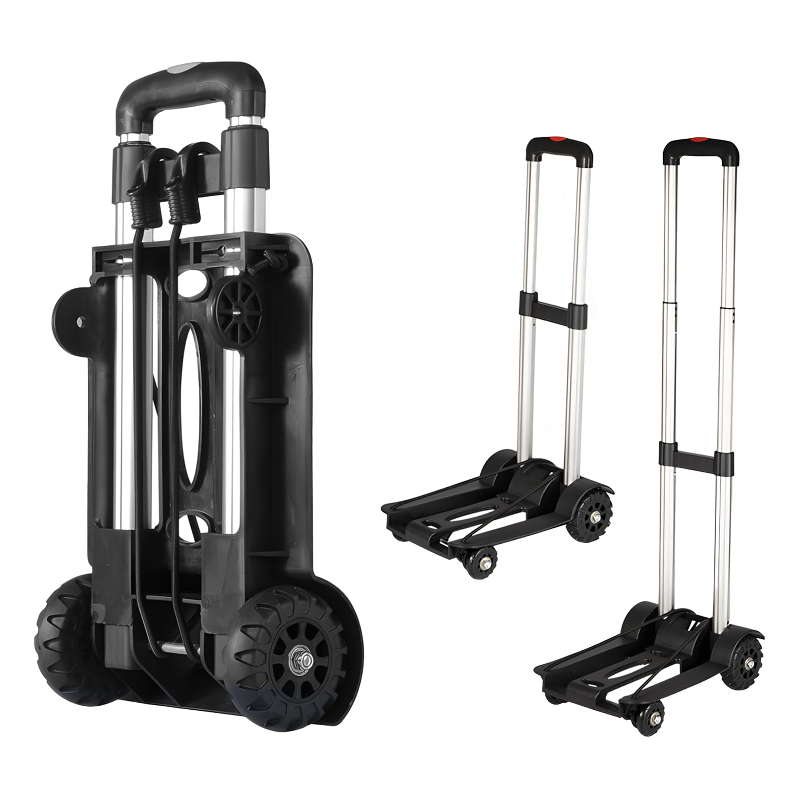 2 Roues Chariot Pliable, 50kg Charge Chariot de Transport Portable, Compact et Léger en Alliage D'aluminium, Chariot à Bagages pour Les Bagages,Shopping,Voyage