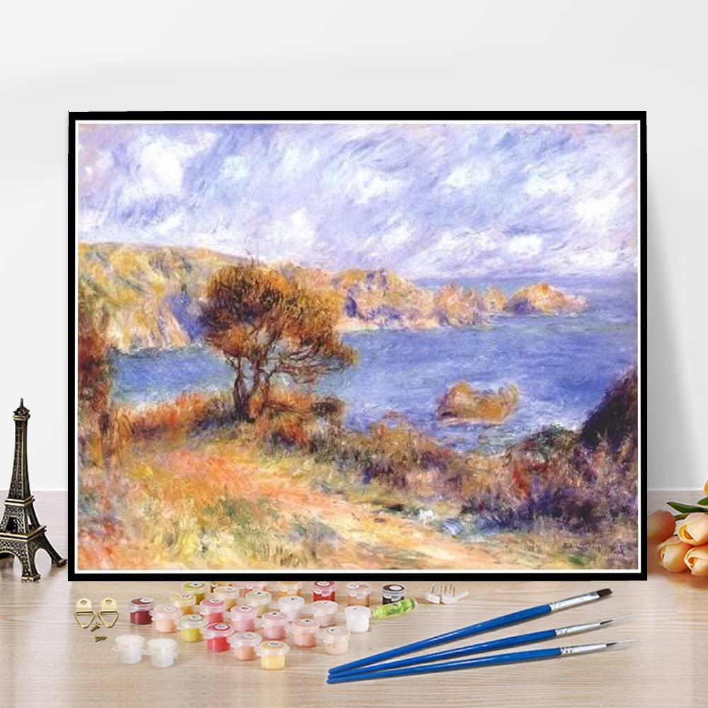 Paint by Numbers for Adult Kits View At Guernsey 1883 Painting by Auguste Renoir Paint by Number Kit On Canvas for Beginners