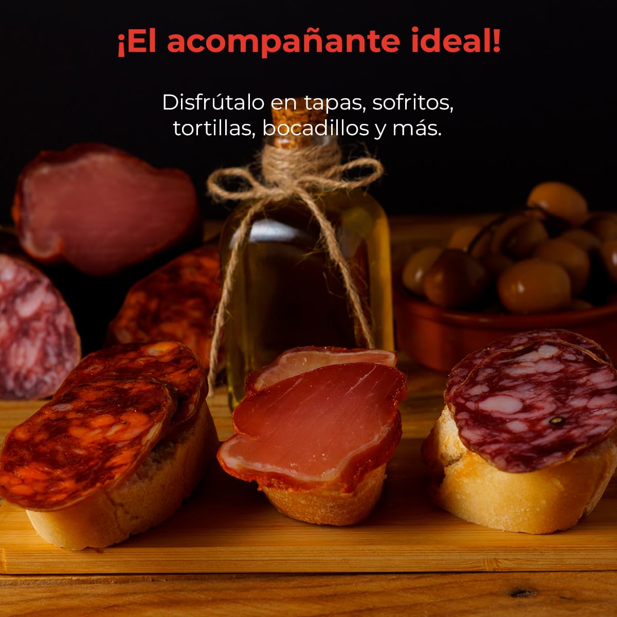 Medio Lomo de Cebo Ibérico 50% Raza Ibérica Certificado - Elaboración Tradicional - Curación Natural - Entre 500 y 650 g - Apto para celíacos - EIbérico