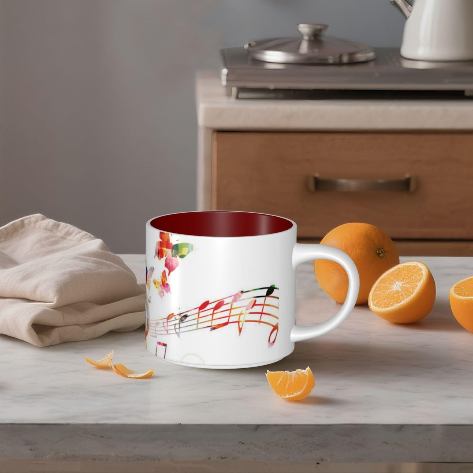 Tazza da caffè in ceramica con stampa a farfalla Musica