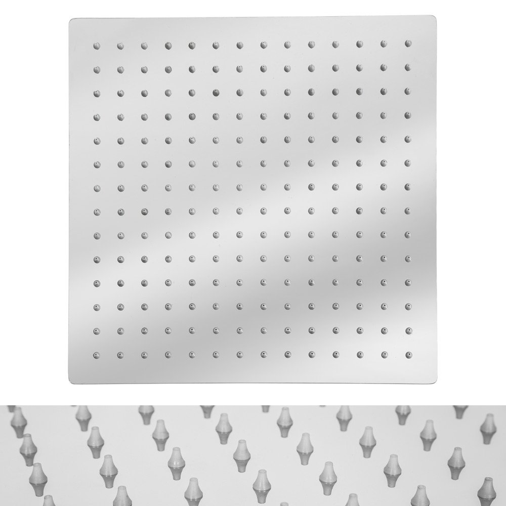 tectake® Soffione Doccia a Pioggia Anticalcare 30x30x4,5cm, Soffione Doccia Anticalcare Relax Acciaio Inox, Doccino Forma Quadrata Bagno, Doccino Bagnodoccia Design, Ugelli Silicone, Accessori Bagno