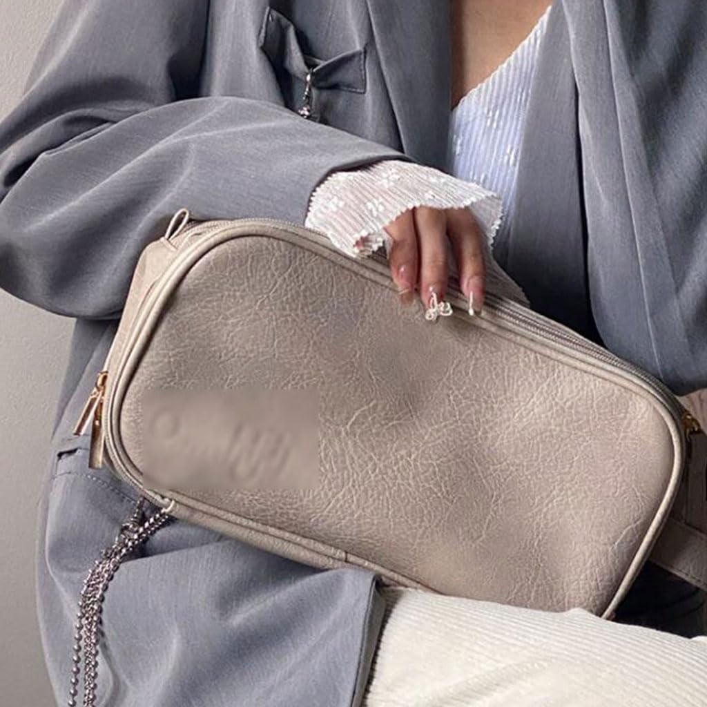 Grote capaciteit dubbele rits toilettas lederen reis make-up tas draagbare opbergtas