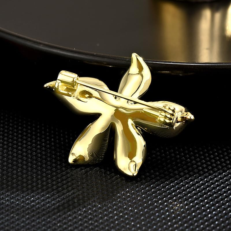 Image of Flower Brooch Pin Gold-Plated Enamel Brooch Lapel Pins Flower Jewelry for Women