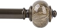 KAMANINA 1 Inch Bronze Curtain Rod 72-144 Inches - Heavy Duty Adjustable Drapery Rod with Elegant Marble Finials for Large Windows