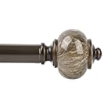 KAMANINA 1 Inch Curtain Rods for Windows 48 to 84 Inches (4-7ft), Antique Bronze Single Heavy Duty Curtain Rod, Decorative Drapery Rod with Marble End