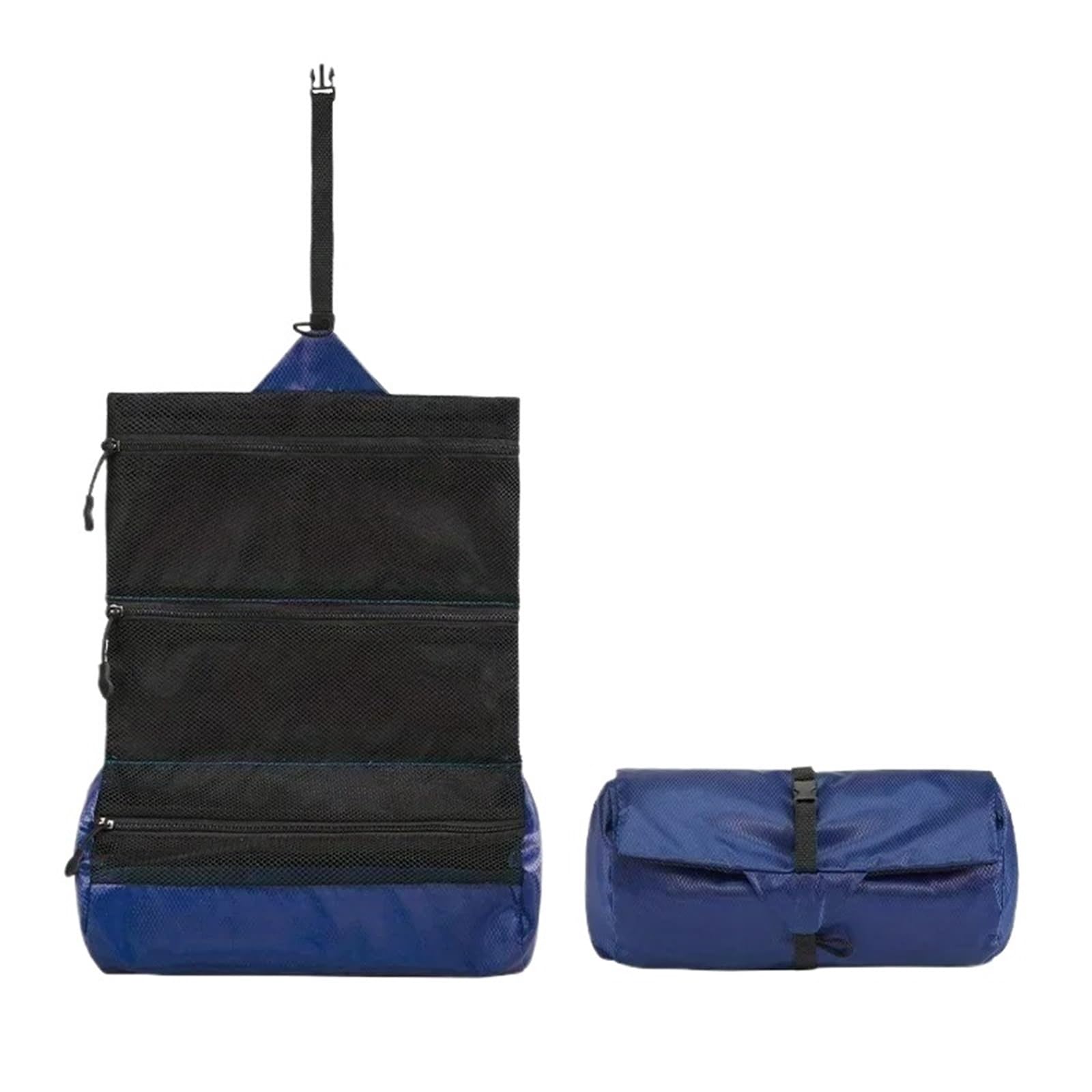 Borsa da toilette pieghevole viaggio 1 pezzo portatile for lavaggio a secco e bagnato con separazione for trucco donna impermeabile Per Viaggi(Dark Blue)