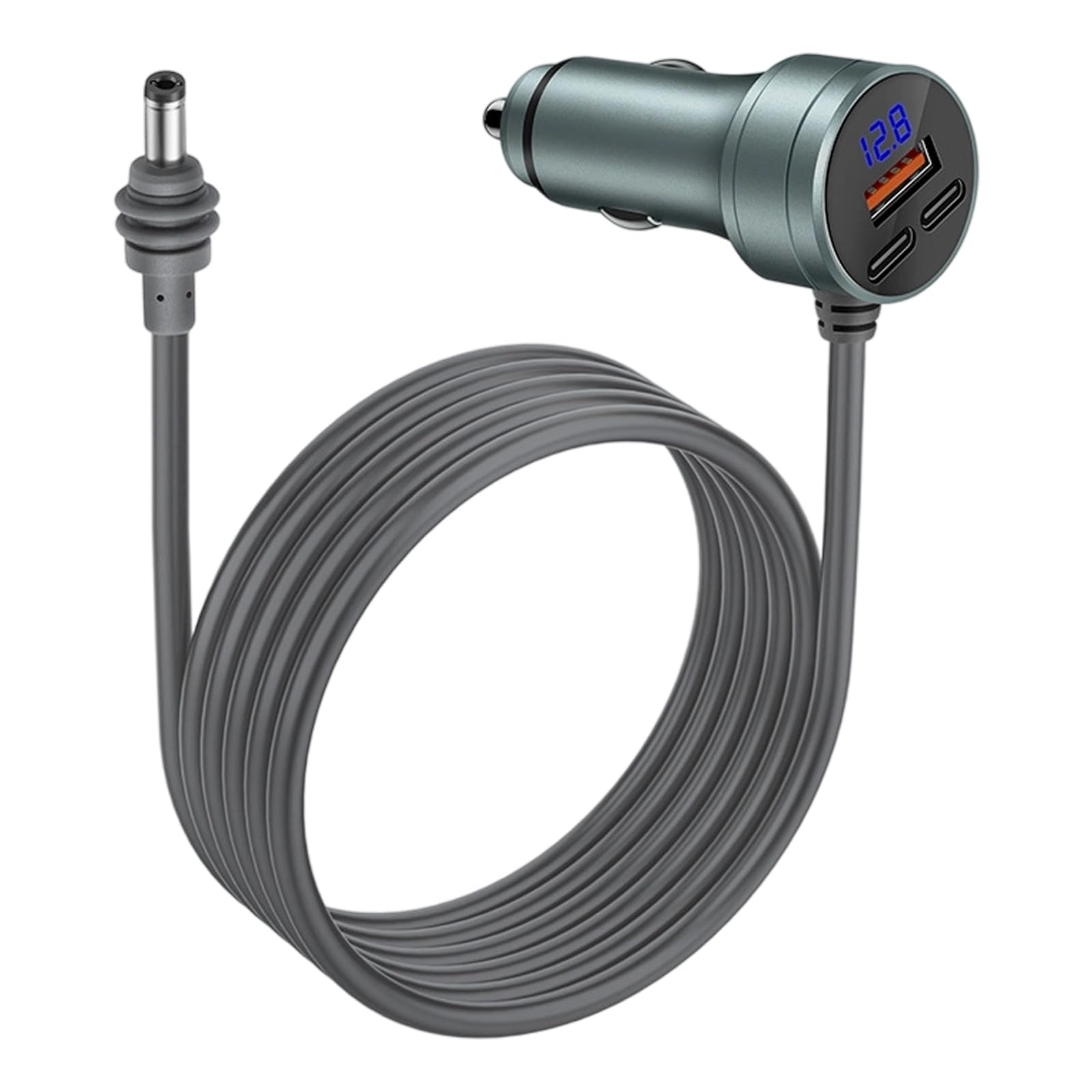 Adaptador coche USB C multipuerto con carga rápida y voltímetro 7