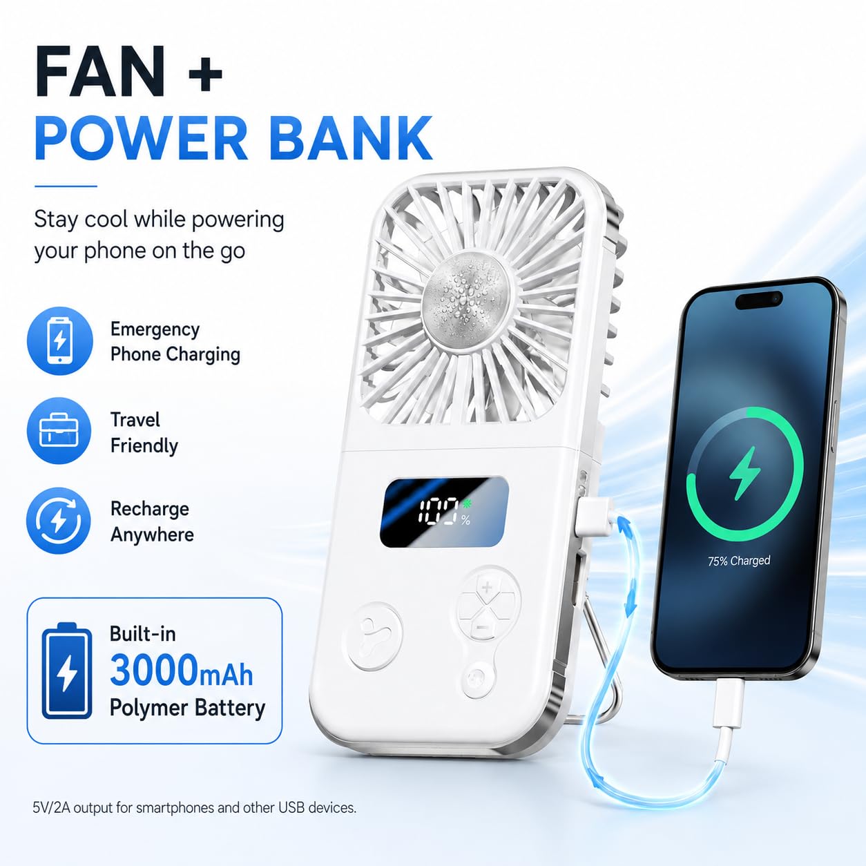 Handheld Fan Rechargeable, Portable Mini Fan with Ice Cooling Plate, 199 Speeds Foldable Hand Held Fan - Image 8
