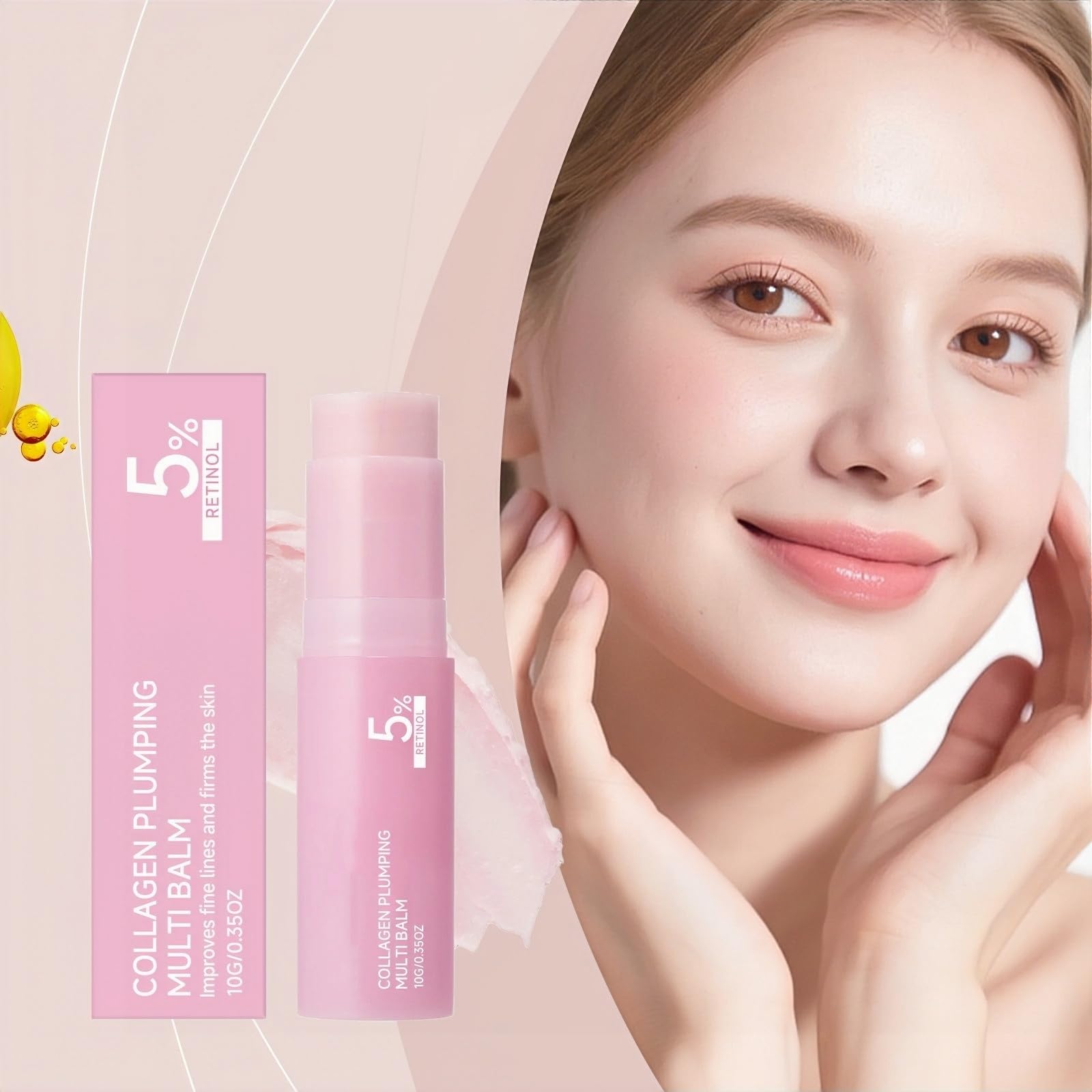 Stick contouring viso Pink Collagen Volume Multi Balm, antirughe e idratante, ammorbidisce le linee sottili, rassoda la pelle, balsamo idratante per viso e collo, base per il trucco Labbra