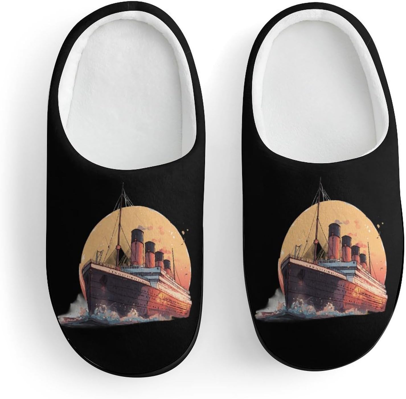 Titanic Famous Old Historic Cotton Slippers for Girls Boys Non-slip Warm House Shoes