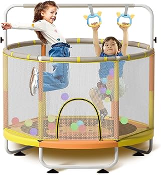 子供用トランポリン青色　家庭用 大型 140cm 飛び出し防止保護　補助手すり付 Amazon | ZOOBLY 子供用トランポリン 家庭用 高さ調整 吊り輪