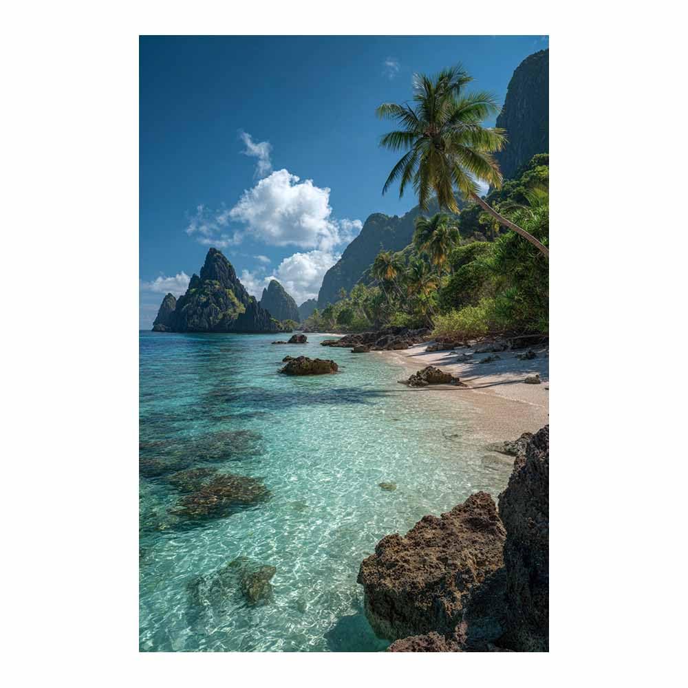 HOQIU Vintage wall art Tropical Paradisess Beaches decorative painting, wall art, for Living Room Bathroom Bedroom Kitchen Decoration.(Multicolor)-60x80cm Unframed
