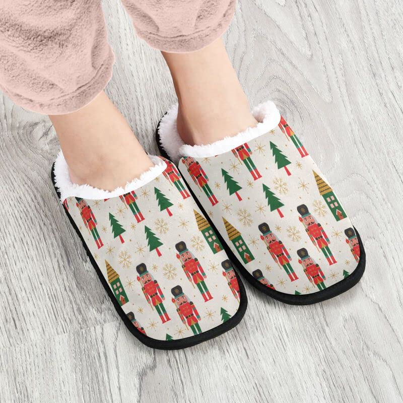 VIGTRO Women's Fuzzy Slippers Christmas Nutcracker Anti-Skid Indoor Slippers Design Soft Coral Fleece Slippers Cozy Memory Foam Slippers2