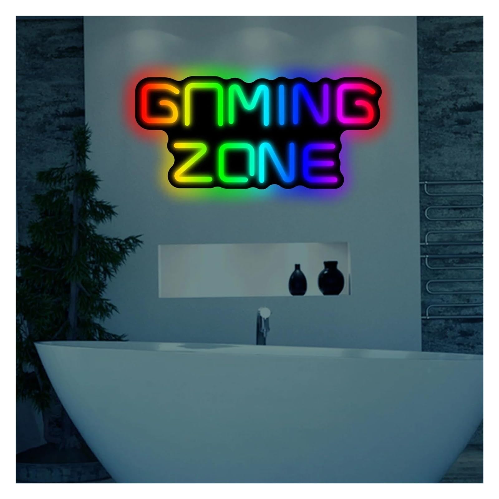 Luci al Neon Da Parete Insegna Al Neon Gaming Zone Con Luce Dimmerabile Per Sala Giochi Taverna, Camera Da Letto Amante Dei Videogiochi Negozio Festa Decorazione 40.6cmx18.6cm