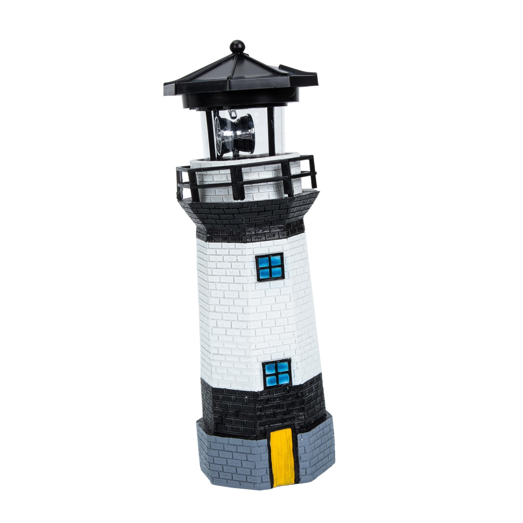 Faro Giratorio Solar de Resina para Jardín, Luz LED Exterior Decorativa