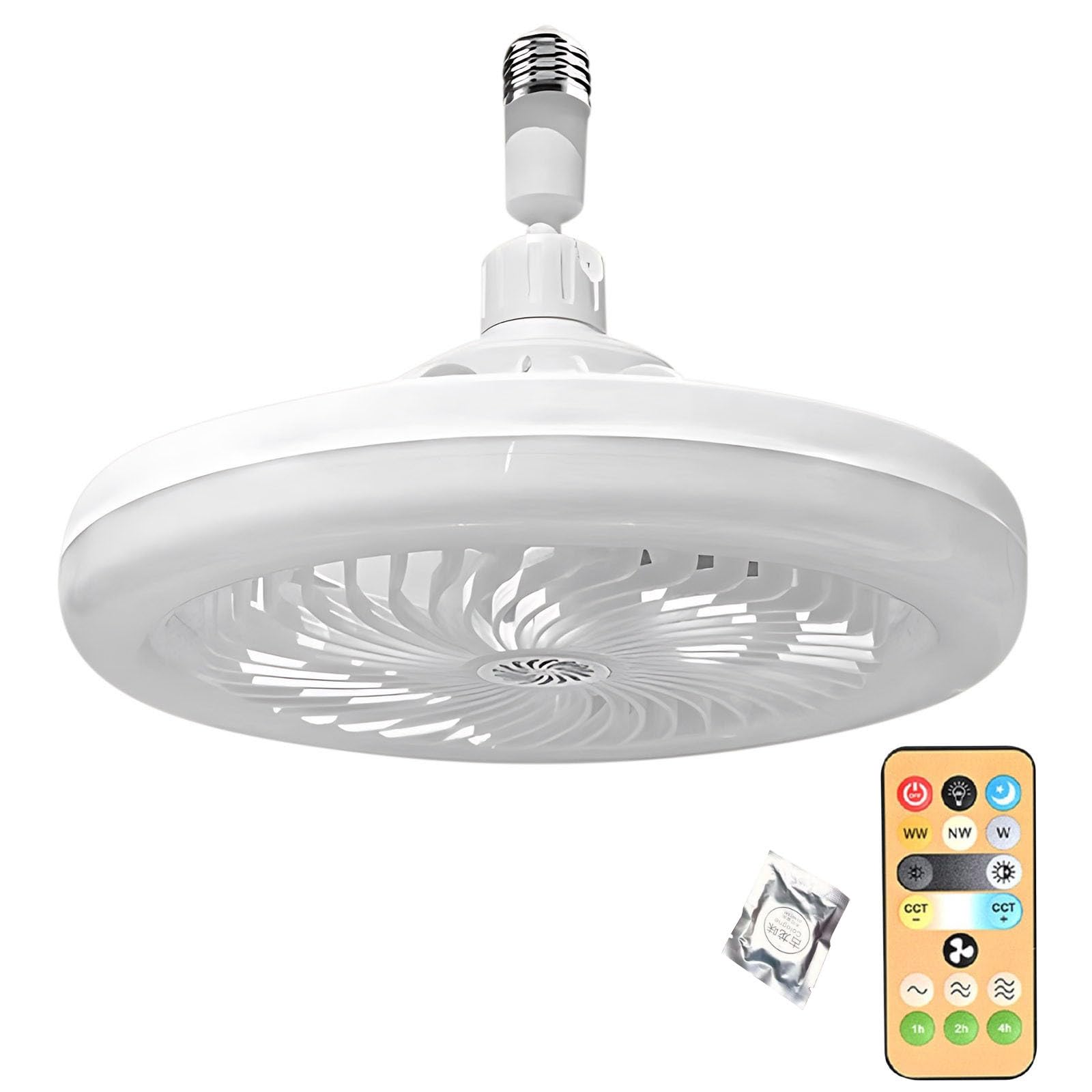 Ceiling Fan with Lights and Remote Control, 30W LED Dimmable Light Fan with 3 Speeds Timer E27/B22 Bayonet Fitting for Bedroom Living Room Office Quiet Modern Ceiling Fans Lighting (White)