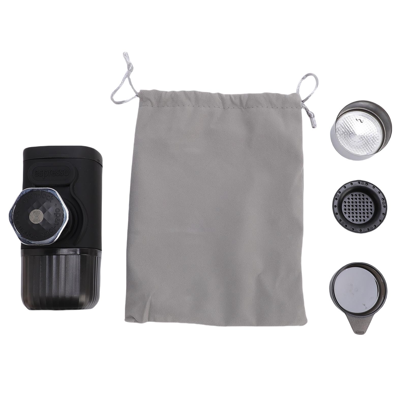Drfeify Máquina de café Espresso Eléctrico Portátil, Cafetera de Viaje Portátil Operada Manualmente con Cápsula de café Molido para Acampar de Viajes, Senderismo, Oficina (BLACK)