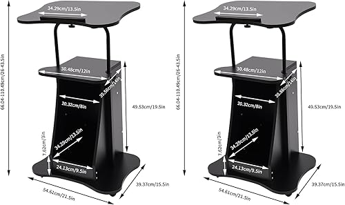 Miniatura 5 de Podio para aula, 2 piezas de altura ajustable para portátil portátil con estante de almacenamiento, escritorio sentado a pie, atril rodante, soporte