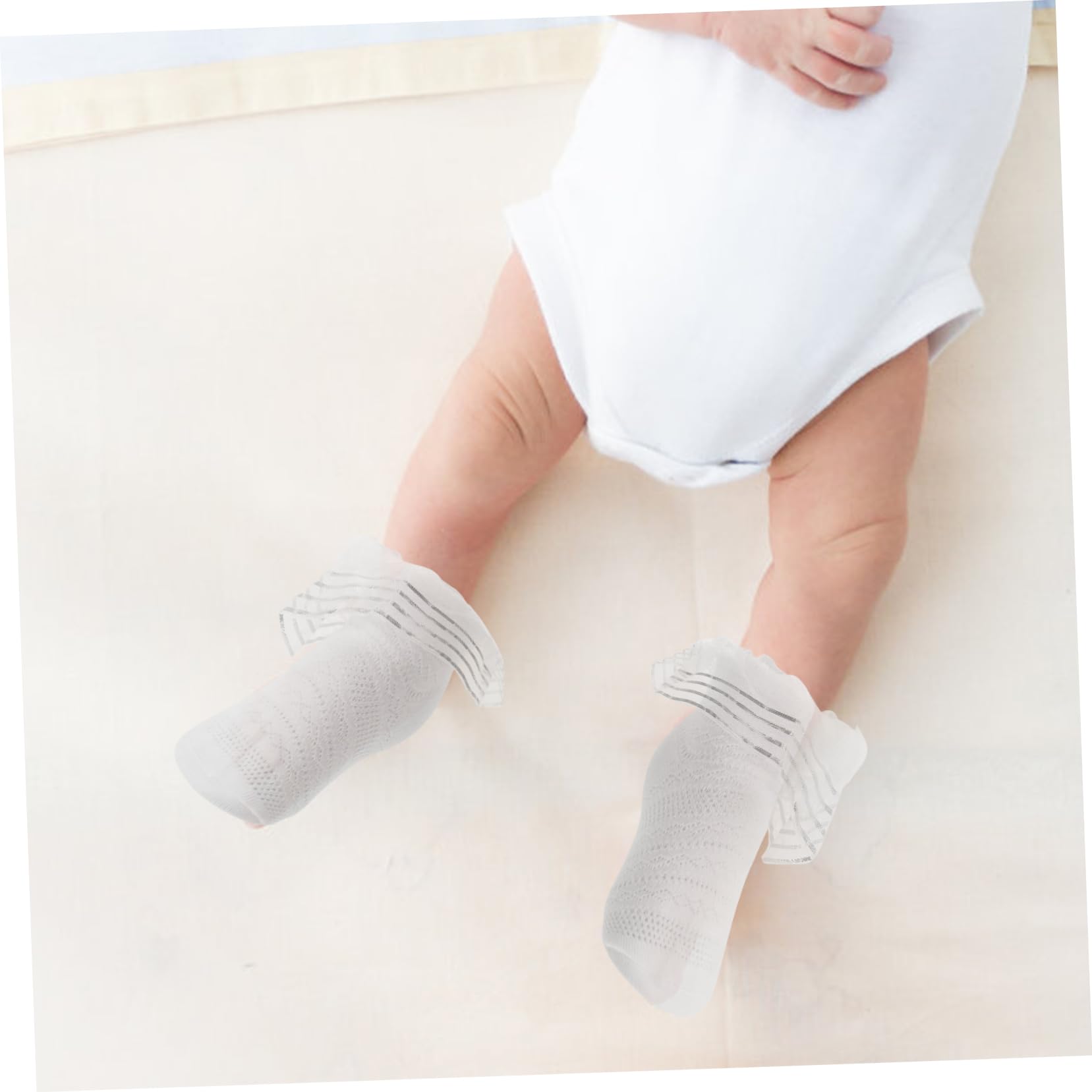 JEWEDECO Infant White Lace Socks Soft Cotton Baby Dance Performance Girls Toddler Socks
