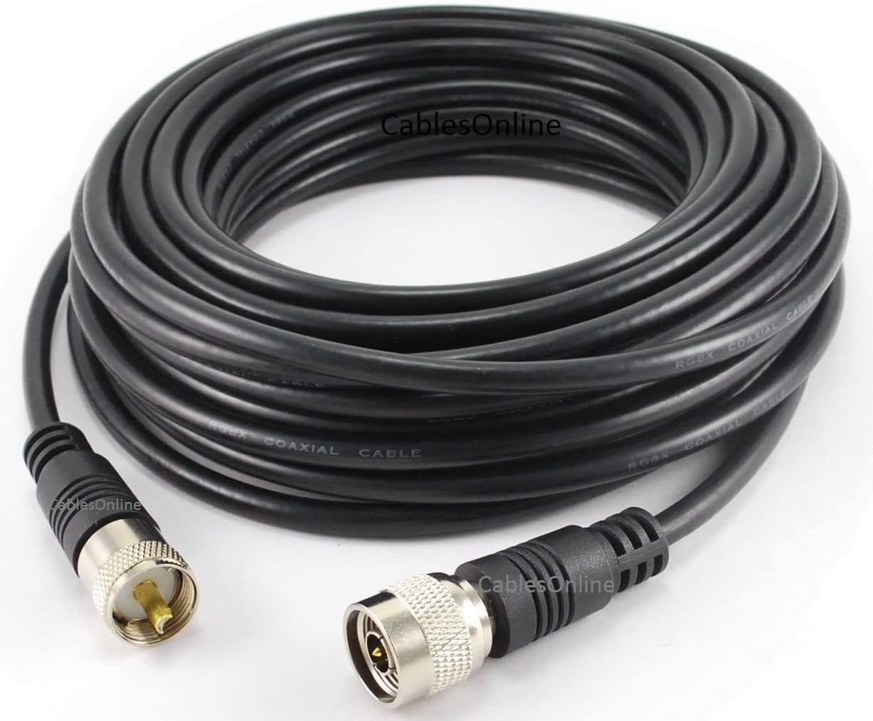 CablesOnline 40ft RG8x Coax UHF PL259 to N-Type Male Antenna Cable