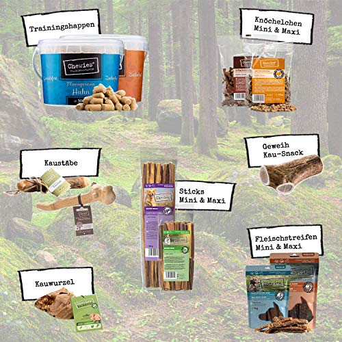 Chewies Fleischstreifen MINI Hundeleckerli aus 100 % Wildfleisch - 70 g - Snack für kleine Hunde - getrocknete Wild Kaustreifen - hypoallergen & getreidefrei - Dörrfleisch von Wildtieren
